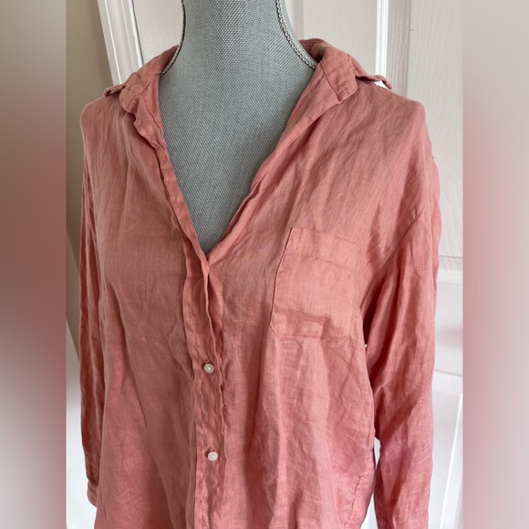 TUCKERNUCK GRAYSON Pink Button-Up Linen Shirt - Picture 2 of 4